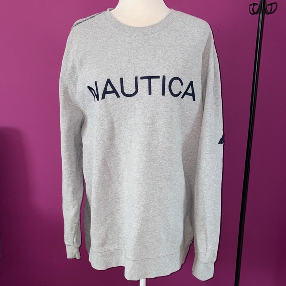 Nautica Other - MENS Nautica Light Gray Crewneck Sweatshirt with Navy Logo